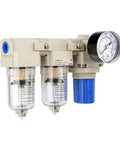 Pro Grade 1/4 Inch NPT Air Compressor Dryer with Double Filter Regulator and 5 Micron Brass Filter Element visible with gauge