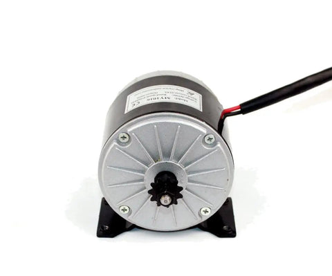 Front view of Brushed DC Motor For Scooters And Electric Bikes With Mounting Bracket 36V Plug And Play Setup High Torque Replacement Drive