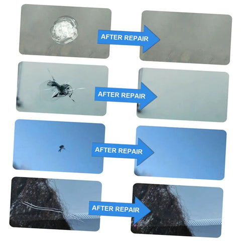 Windshield Crack Repair Kit For Cars Portable Glass Repair For Laminated Windshields Chips And Small Cracks Before and After Results