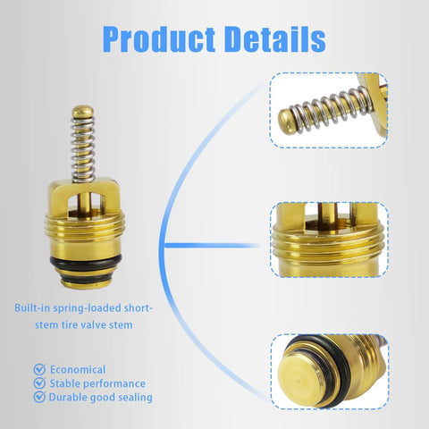 Close-up of a built-in spring-loaded short-stem included in 17 Piece AC Valve Core Kit Universal R12 To R134a Conversion