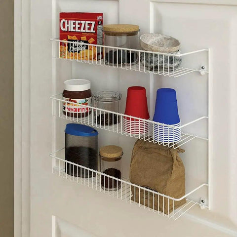 Top Notch 3 Tier Wall Mounted Spice Rack Set Of 2 For Pantry Organization, No Sweat Multipurpose Shelf To Keep Your Laundry Room Tidy, Quick Install White Finish 20 By 19 Inches Width