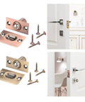 Heavy Duty Adjustable Ball Door Catches 2 Pack With Brass Roller Latch hidden catch and screws for cabinets and closets.