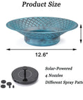 Solar Powered Bird Bath Fountain For Outdoors 12.6 Inch Hummingbird Bath with blue basin and pump parts shown
