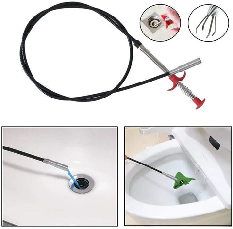 2 Pack Flexible Drain Dredge Hook Cleaner Gripper Grabber For Kitchen Bathroom Toilet Tub Clog Remover Retractable Claw Retriever 24 Inch And 64 Inch Lengths