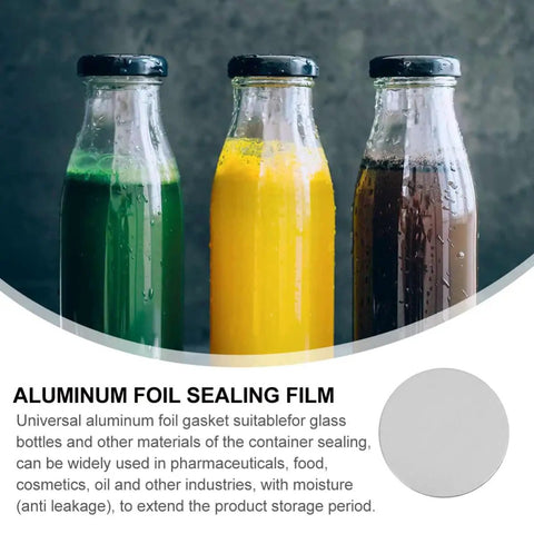 Premium Aluminum Foil Seal Gaskets For Plastic Bottles And Glass Containers on colorful beverage bottles.