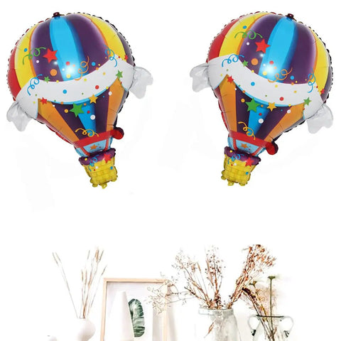 Two Pack Hot Air Balloons Foil Balloons For World Travel Themed Party Baby Shower Birthday Bash Wedding Decor Double Sided Mylar Balloons Self Sealing Float With Helium Or Air