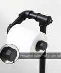 Rustic Farmhouse Toilet Paper Holder Stand With Reserve, Industrial Pipe Style detail showing round end cap preventing falls.