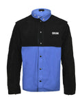 Split Leather Sleeves Welding Jacket With 10oz FR Cotton Body, Premium Flame Resistant Hybrid Welder Coat, Large Size Front View