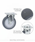 Heavy Duty TPR Plate Caster Wheel for Workspaces and Garages, smooth rolling with TPR rubber tread and swivel plate, 1 pack
