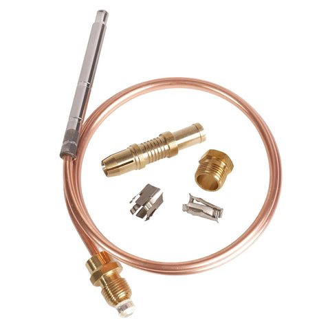 Thermocouple replacement kit with copper tubing, brass fittings, and metal adapters for Robertshaw pilot burner