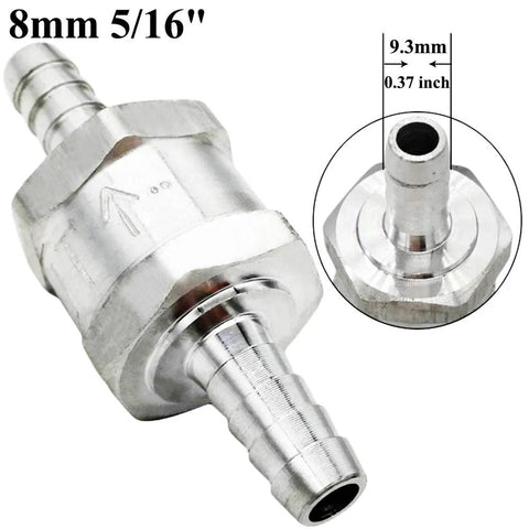 8mm fuel check valve aluminum alloy design for gasoline diesel fuel lines, preventing backflow with high-temperature performance.