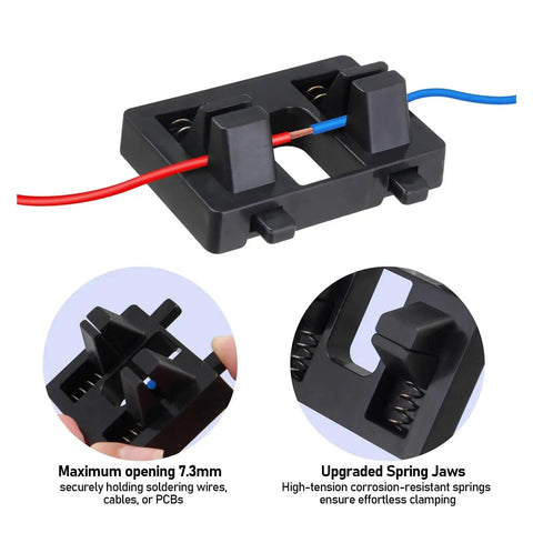 Heavy Duty Adjustable Magnetic Soldering Clamp Fixture With Powerful Suction Base, wire holder with spring jaws and 7.3mm opening.