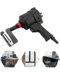 Pro Grade 8mm Pneumatic Hole Puncher Heavy Duty Metal Punching Gun with aluminum housing for doors, windows, and industrial sheet punching.