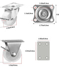 Hella Tough Eight Piece Heavy Duty Casters With Secure Locking Brakes And Smooth White Plate Mount Wheels Optimized For Furniture That Glides Like A Charm Today dimensions showing four casters and mounting plates.