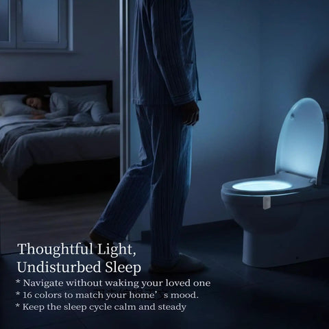 Rechargeable Toilet Night Light With Motion Sensor And 16 Color Changing LEDs Inside The Bowl Auto On When You Enter The Room Dusk To Dawn Sensor Kid Friendly Bathroom Decor And A Funny Gift For Dad