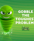 Green Gobbler mascot with text 'Gobble the Toughest Problems' on striped green background.