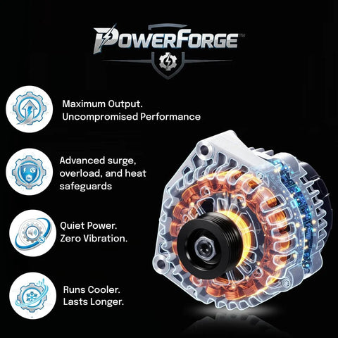 145 Amp 12V Heavy Duty Alternator For Chevy Silverado 1500 2005 2006, transparent view showing internal components and rugged pulley