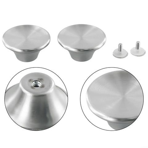 Upgrade Your Kitchen Gear With This Stainless Steel Pot Lid Knob Replacement Kit That Is Oven Safe And Heat Resistant, Featuring Durable Silver Handles And Screws For A Perfect Fit On Most Cookware To Keep Things Looking Fresh And Ready To Roll. stainless steel pot lid knobs and screws, silver, close-up