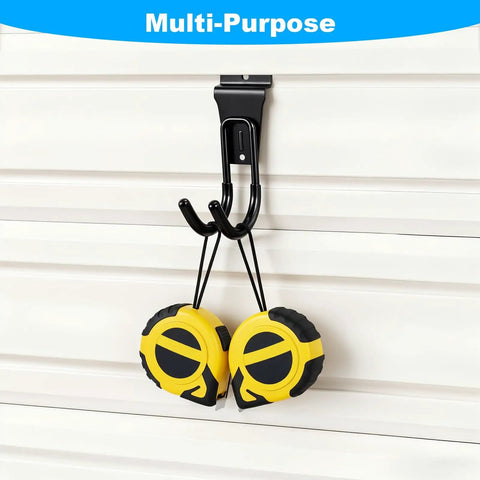 Gladiator Style Slatwall Hooks 10 Pack Heavy Duty Garage Hangers for Tools and Garden Hose Durable Metal Wall Mounts with Anti Skid Cushioned Rubber