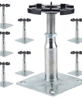 Adjustable Pedestal Paver Deck Support And Floor Raising Kit With Mini Post Jacks Heavy Duty Floor Bottom Support Easy Height Adjustment From Four And Five Eighths Inches To Eight Inches And Eight And Three Quarters Inches To Fourteen Inches 8 Pack showing multiple jacks.