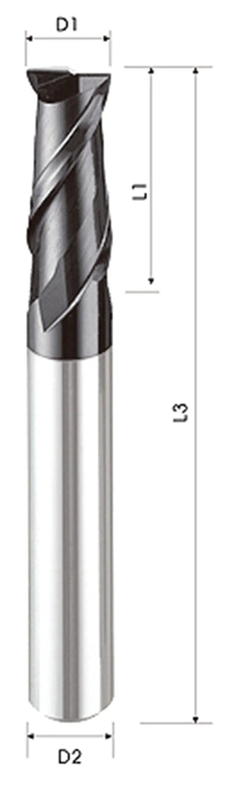 Diagram of Two Pack 0.5mm Carbide End Mills With 4mm Shank, 2 Flutes, HRC60 Solid Carbide Flat Square End Mills CNC Milling Cutters.