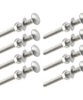 Eight Piece Stainless Steel Carriage Bolt Kit With Quarter Twenty Bolts, Hex Nuts And Flat Washers, Full Thread Square Neck Fasteners