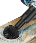 Top Tier Sphere Rotary Burr Angle Grinder Attachment 10mm Plus 14mm Ball Gouge wood carving tool shaping wood surface.