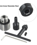 Mini Drill Chuck Set with Brass Shaft Coupling, sleeve adapters, tools for 5mm inner diameter rod, PCB hobby projects