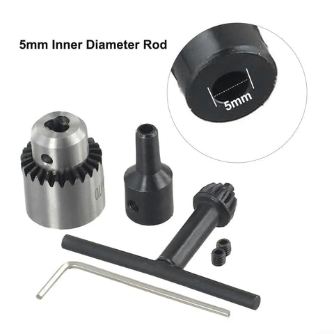 Mini Drill Chuck Set with Brass Shaft Coupling, sleeve adapters, tools for 5mm inner diameter rod, PCB hobby projects
