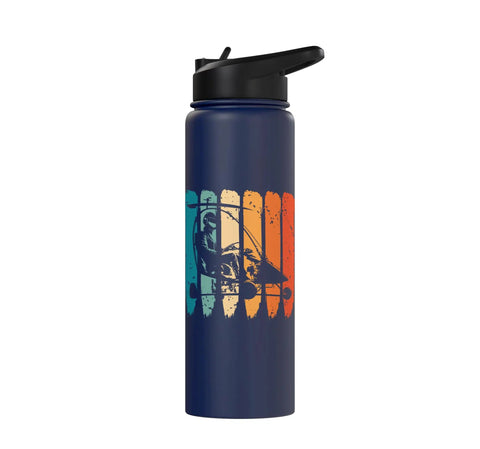 Retro Gyrocopter Pilot Water Bottle Stainless Steel Insulated For Aviation Fans And Flight Crew Gyroplane Lovers Dope Graphic Design On A Durable Bottle.