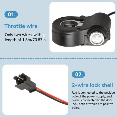 Thumb Throttle With Key Ignition For E Bikes And Electric Scooters, Twist Grip Handlebar Power Switch With Lock, Easy Install Plug And Play Accessory For Smooth Acceleration And Safer Daily Rides