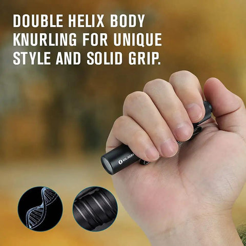 Hand holding Compact AAA Powered EDC Flashlight For Camping And Hiking With Tail Switch 180 Lumens Beam Slim Pocket Ready Design