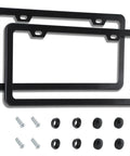 Two Matte Black License Plate Frames No Cover State Name Universal Car Plate Frame With Two Holes Premium Rust Proof Aluminum Easy To Install