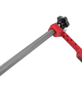 Heavy Duty 20mm Bench Dog Clamp With Aluminum Alloy Body Three Adjustable Settings For Secure Tight Grip And Smooth Release Effortless Lever System For Woodworking, showing aluminum construction and red adjustable arm.