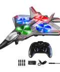 Big Power 2.4GHz RC Plane For Kids And Adults Easy To Fly Foam Airplane With LED Lights and Auto Return; red with controller & accessories