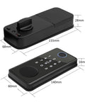 Top Shelf Smart Lock Deadbolt With App Control And Biometric Fingerprint Keyless Entry For Front Doors front view with dimensions