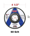 Front view of 20 Pack Ceramic Flap Discs 60 Grit 4.5 Inch Diameter 0.875 Inch Arbor Bevel Type 29 For Angle Grinders