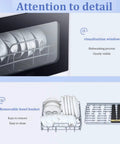 No Fuss Compact Countertop Dishwasher Handles The Daily Grime Effortlessly With A Built Five Liter Tank And Sleek Slim Profile Ideal For Tiny Kitchens Featuring visualisation window and removable bowl basket.