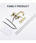 Widespread 3 Hole Brushed Gold Bathroom Faucet With No Splash 8 Inch Center Spout Pop Up Drain And Dual Handle Vanity Sink