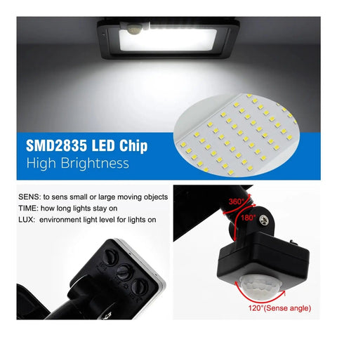 JUDYSSY Led Floodlight Pir Motion Sensor White/Warm White Ip66 Ac220 showcasing SMD2835 LED Chip and motion sensor details.