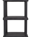Rock Solid Black 3 Tier Plastic Storage Shelving Unit Badass Heavy Duty Free Standing Rack Supporting 50 Lbs Per Tier measuring 20 Wide.