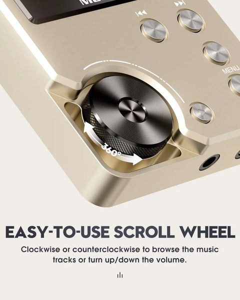 Close-up of scroll wheel on HiFi MP3 Player With Lossless DSD High Resolution Audio Portable HighRes Music Player With 64GB Card Included