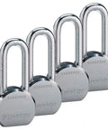 Beefy High Security Pro Series Padlocks four-pack keyed alike with eight keys featuring BumpStop technology, chrome steel body