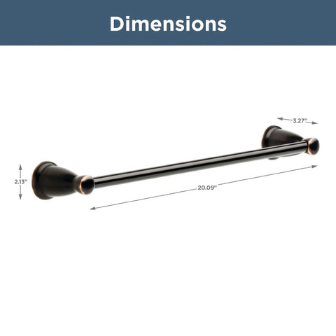 Kinla 18 Inch Towel Rack In Oil Rubbed Bronze For Bathroom Or Kitchen Wall Mounted Towel Bar Holder dimensions shown