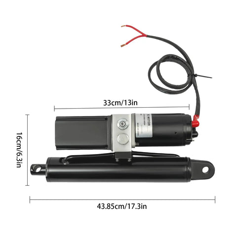 Heavy Duty Hydraulic Linear Actuator 12V 500W, 33cm length, 16cm height, solid steel for dump trailers and lift tables.