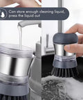 Stainless Steel Dish Scrubber with Built In Soap Dispenser, Palm Brush for kitchen cleaning with durable, rust resistant design