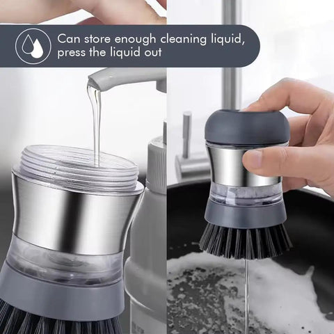 Stainless Steel Dish Scrubber with Built In Soap Dispenser, Palm Brush for kitchen cleaning with durable, rust resistant design