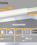 Bright 25W 6000K LED Shop Lights, Linkable Garage Tube Light For Workbench And Basement, accessories displayed