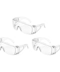 Three pairs of Badass Anti Fog Safety Goggles With Over Glasses Fit Heavy Duty Clear Impact Proof Eyewear for Shop Work.