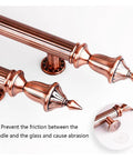 European Antique Glass Cabinet Drawer Handle In Solid 201 Stainless Steel With Brushed Finish, Classic Cylindrical Grip, detail view